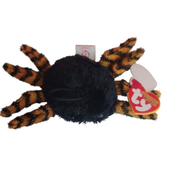 Ty Beanie Babies Halloweenie Beanies Creeps Spider Plush Toy Black Ornament NEW - Picture 3 of 9